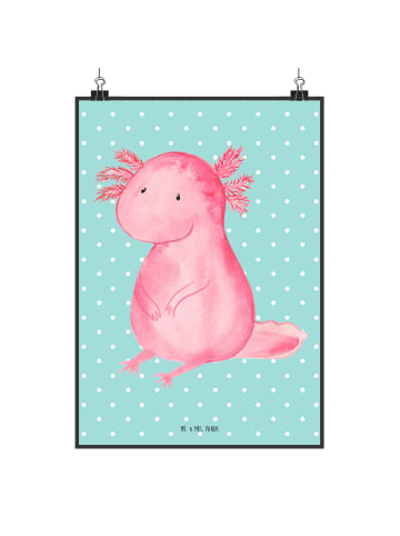 Mr. & Mrs. Panda Kunstdruck Axolotl Niedlich ohne Spruch in Türkis Pastell