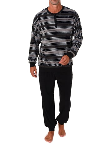 NORMANN Langarm Schlafanzug Frottee Bündchen in grau