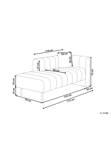 Beliani Chaiselongue LANNILS in Rosa/Schwarz - (W) 173 x (H) 73 x (L) 79 cm