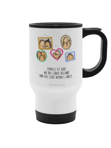 Mr. & Mrs. Panda Kaffeebecher Igel Familie mit Spruch in Weiß