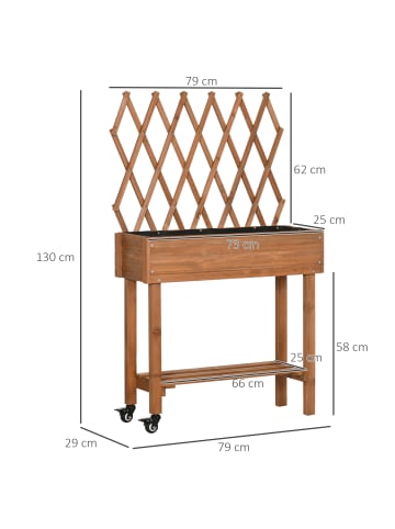 Outsunny Hochbeet 79L x 29B x 130H cm Braun