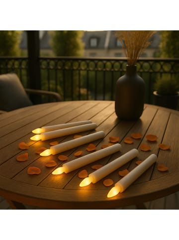 relaxdays 6 x LED Stabkerzen in Weiß