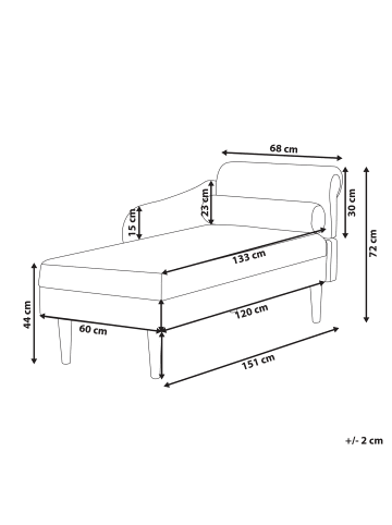 Beliani Chaiselongue YVOIRE in Weiß/Schwarz - (W) 68 x (H) 72 x (L) 151 cm