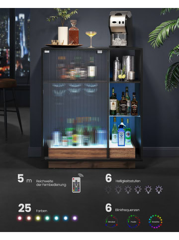 VASAGLE Sideboard Island in Ebenholzschwarz - (B)88 x (H)105 x (T)42 cm