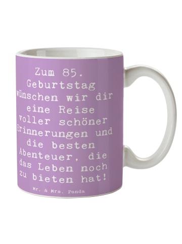 Mr. & Mrs. Panda Kaffeebecher Spruch 85. Geburtstag mit Spruch in Lavendeltraum