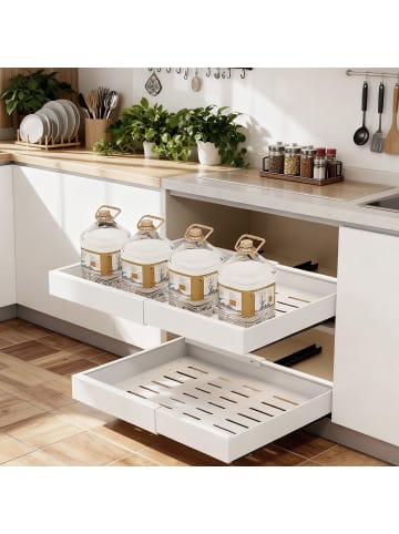 Home Nature Wohnkonzept 2er-Pack Teleskopschublade ausziehbar in Weiß 32-52x53x6 cm