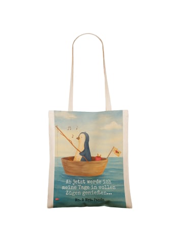 Mr. & Mrs. Panda festivaltasche Pinguin Angelboot Design mit Spruch in Weiß