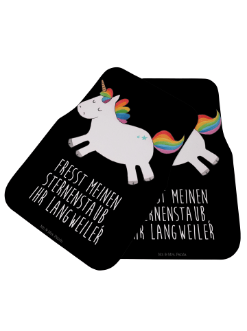 Mr. & Mrs. Panda Auto-Fußmatte Einhorn Happy mit Spruch in Schwarz
