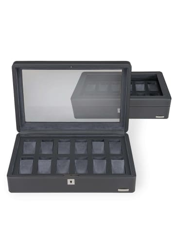 Windrose Tempura - Uhrenkoffer (für 12 Uhren) 38 cm (schwarz) in grau