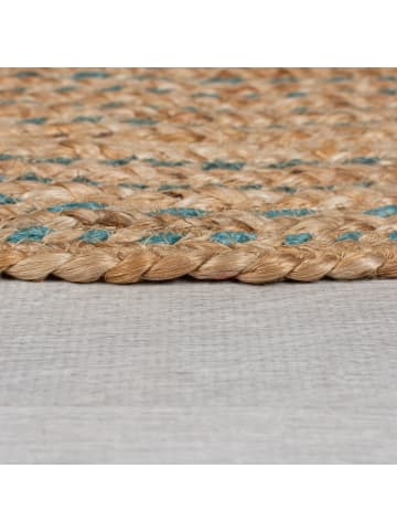 KADIMA DESIGN Handgewebter Jute-Teppich in Naturtönen in Braun-Blau