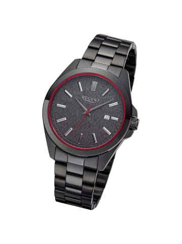 Regent Analog-Armbanduhr Regent Metallarmband schwarz groß (ca. 41mm)