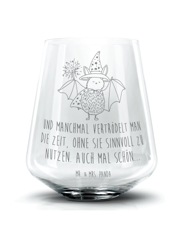 Mr. & Mrs. Panda Cocktail Glas Fledermaus Zauberer mit Spruch in Transparent