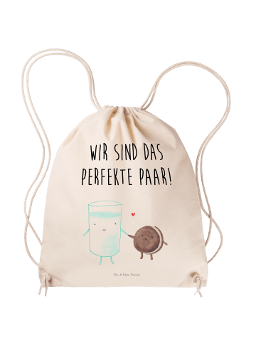 Mr. & Mrs. Panda rucksack beutel Milch Keks mit Spruch in Creme