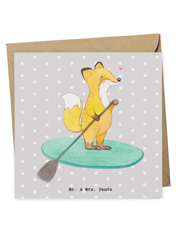Mr. & Mrs. Panda Deluxe Karte Fuchs Stand Up Paddling ohne Spruch in Grau Pastell