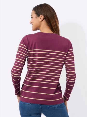 WITT WEIDEN Ringelshirt in bordeaux-sand-geringelt