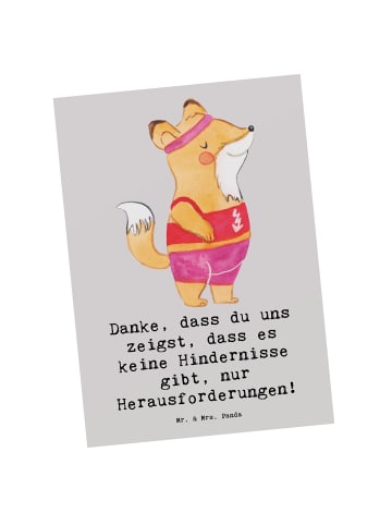 Mr. & Mrs. Panda Postkarte Leichtathletik Trainerin Inspiration ... in Grau Pastell