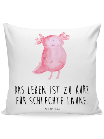 Mr. & Mrs. Panda Kissen Axolotl Glücklich mit Spruch in Weiß