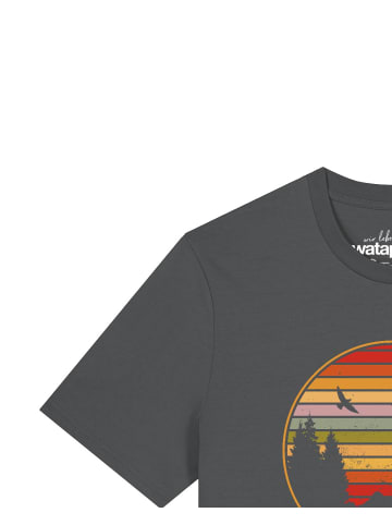 wat? Apparel T-Shirt Sunset Berge & Tannen in Grau