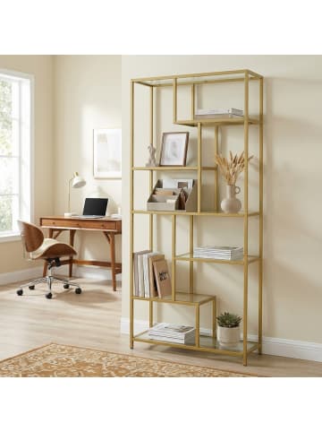 VASAGLE Bücherregal Baris in Gold - (B)80 x (H)180 x (T)30 cm