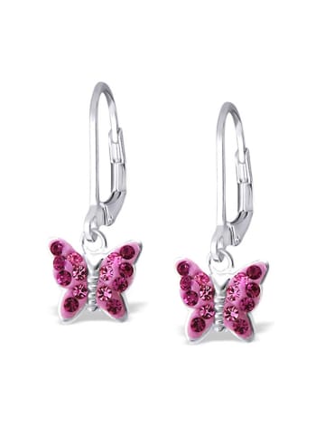 schmuck23 Ohrringe 925 Silber Schmetterling in Pink