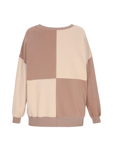 Swirly Women Sweatshirt in Beige Brown