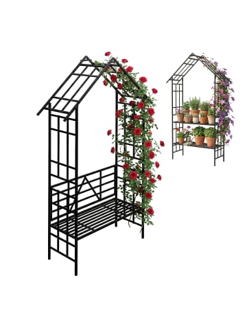 relaxdays Rosenbogen in Schwarz – (B)150 x (H)247 x (T)43 cm