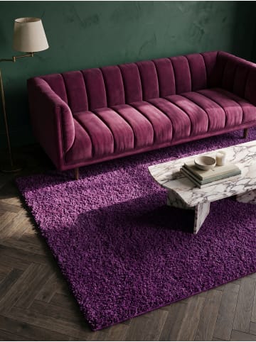KADIMA DESIGN Teppich Hochflor Shaggy Waschbar Einfarbig RHEIN Strapazierfähig in Violett