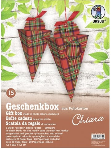 Buntpapierfabrik Ludwig Bähr Geschenkbox Chiara 7,5x20x7,5cm Packung mit 5 Stück Motiv: 15