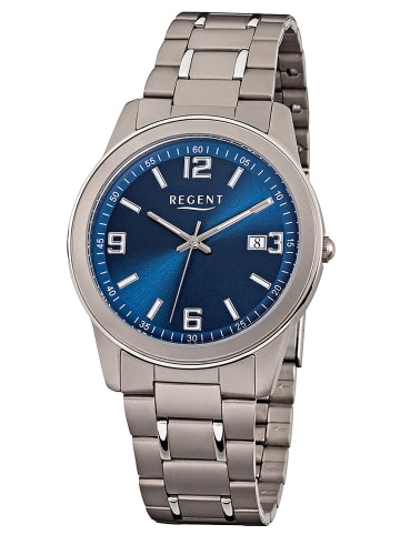 Regent Herren-Armbanduhr Titan/Blau