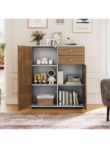 COSTWAY Buffetschrank mit 2 Schubladen 74 x 35 x 85,5 cm in Hellbraun