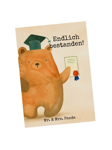 Mr. & Mrs. Panda Postkarte Bär Prüfung Design mit Spruch in Weiß