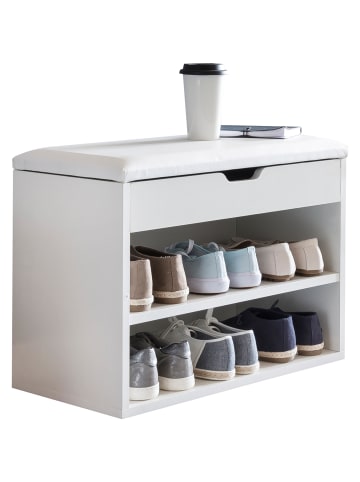 KADIMA DESIGN Schuhbank mit Sitzfläche Garderoben-Bank Holz 60 x 40 x 30 cm, in Weiß