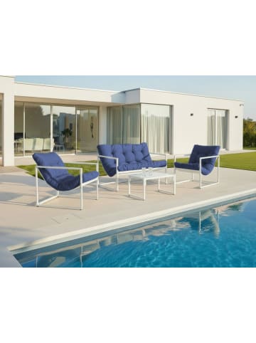 Beliani 4-tlg Lounge Set GARDA in Blau/Weiß