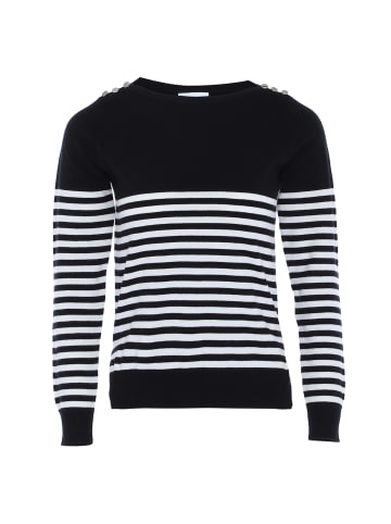 usha BLUE LABEL Damen Pullover in SCHWARZ WOLLWEISS STREIFEN