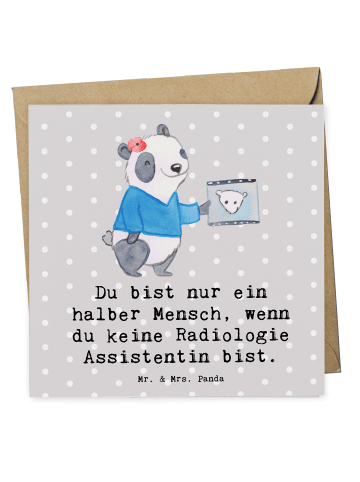 Mr. & Mrs. Panda Deluxe Karte Radiologie Assistentin Herz mit Sp... in Grau Pastell