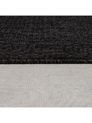 KADIMA DESIGN Outdoor Teppich Unifarben, Bordüre, Balkon schmutzabweisend in Schwarz