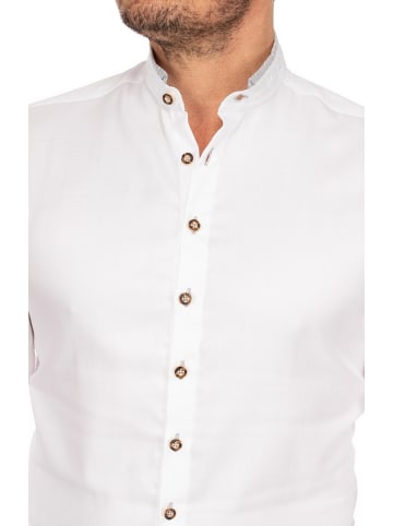 Gipfelstürmer Stehkragenhemd 420003-3829 in weiß-hellgrau