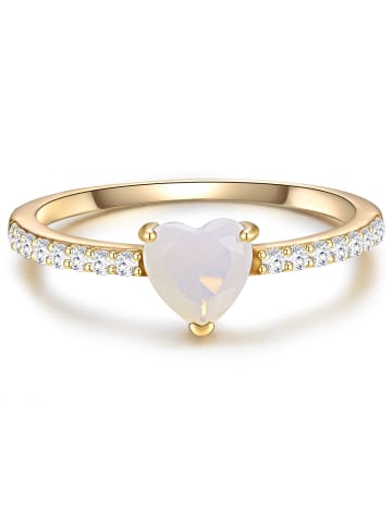 Glanzstücke München Ring Herz aus Sterling Silber mit Mondstein (synth.) in gelbgold