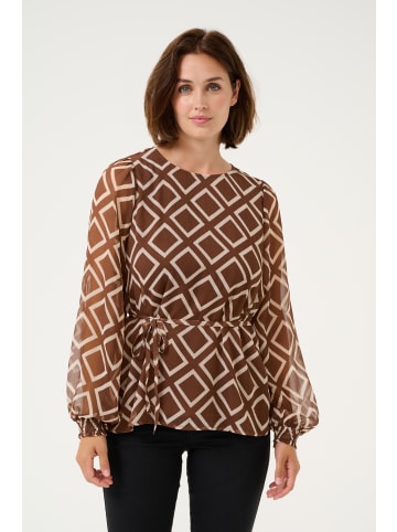 Kaffe Langarm-Bluse KAiben Regular fit in Brown/Turtledove Graphic