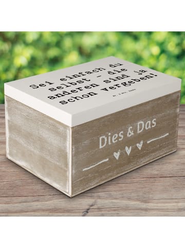 Mr. & Mrs. Panda Holzkiste Spruch Selbstakzeptanz Einzigartig mi... in Weiß