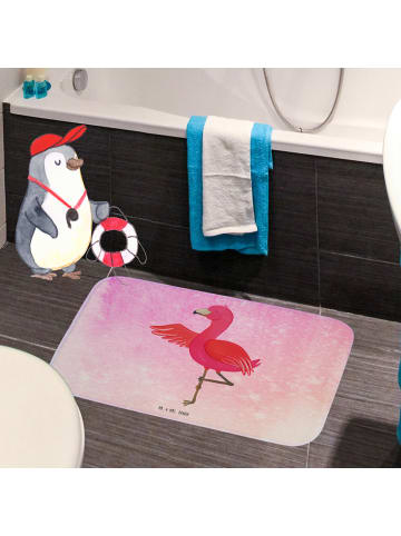 Mr. & Mrs. Panda Badezimmerteppich Flamingo Yoga ohne Spruch in Aquarell Pink