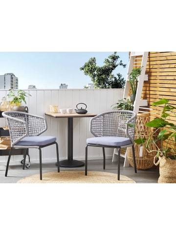 Beliani 3-tlg Bistro Set PALMI in Grau/Schwarz/Heller Holzfarbton
