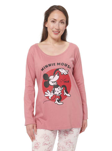 Disney Minnie Mouse Schlafanzug Pyjama Set Langarm Oberteil mit Hose in rosa/pink