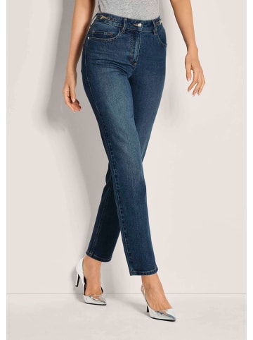 MADELEINE Lange Slim Fit Stretch-Jeans in darkblue