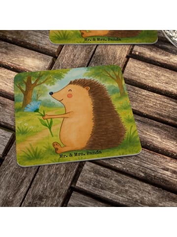 Mr. & Mrs. Panda Untersetzer Igel Blumen Design ohne Spruch in Weiß