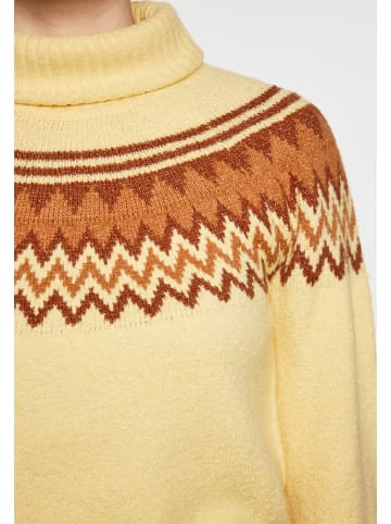 IZIA Damen Strick Pullover in Ananasgelb Mehrfarbig