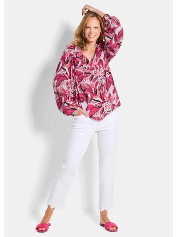 GOLDNER Blusenshirt Viskosebluse mit floralem Muster in pink / gemustert