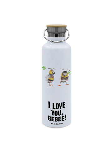 Mr. & Mrs. Panda Trinkflasche Edelstahl Bienen Paar mit Spruch in Weiß