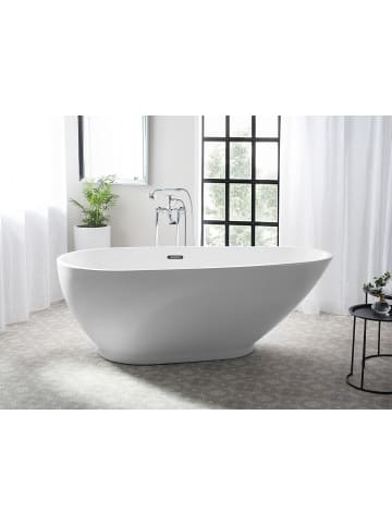 Beliani Freistehende Badewannen GUIANA in Weiß/Silber - (W) 82 x (H) 59 x (L) 173 cm