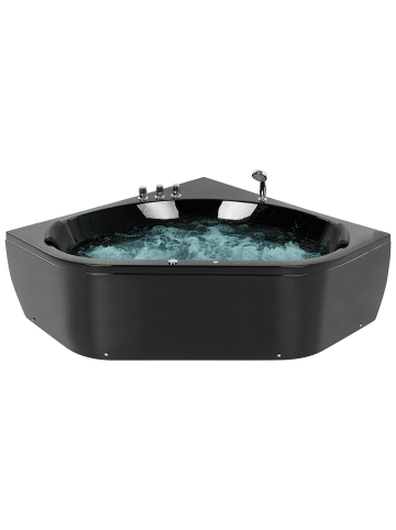 Beliani Eckbadewannen MEVES in Schwarz/Silber - (W) 140 x (H) 55 x (L) 140 cm